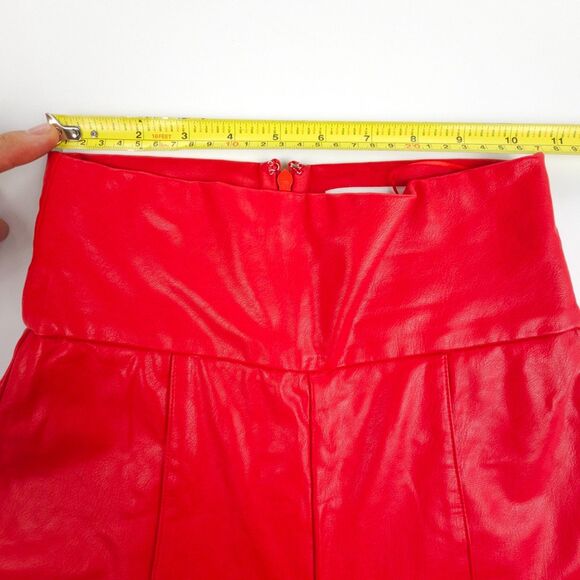 AMANDA UPRICHARD Romana Pants Lipstick Red 90s Vegan Patent Leather Maximalist - Picture 3 of 8